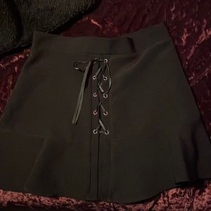 Black lace up mini skirt